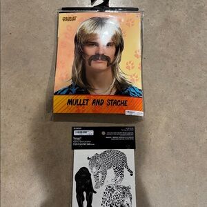 Spirit Blonde Mullet and Mustache Set